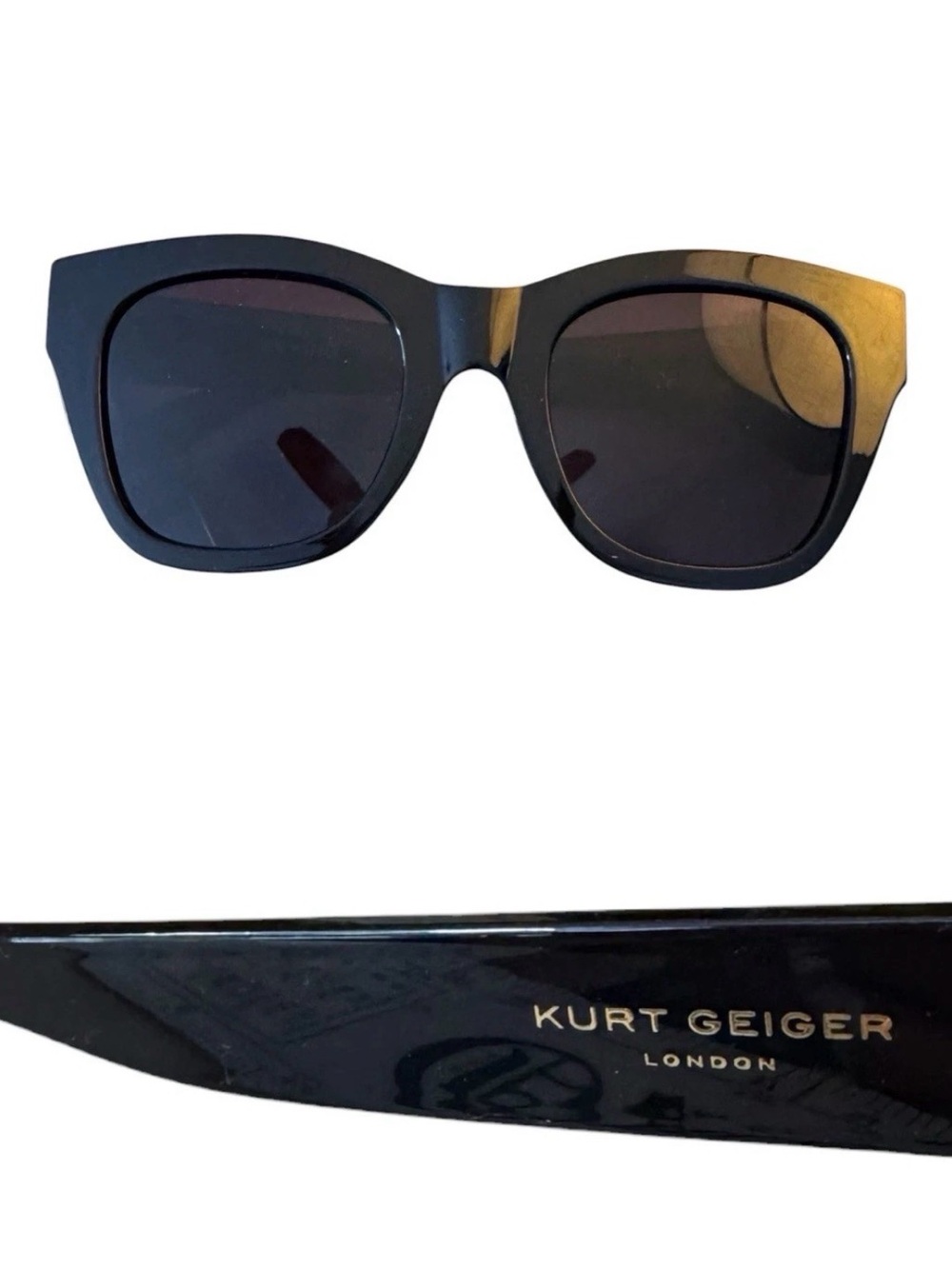 Kurt Geiger London 52mm Cat Eye Sunglasses Black Frame & Lens, Brand New!